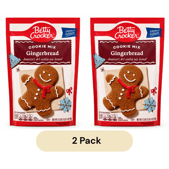 Betty Crocker Limited Edition Gingerbread Cookie Mix, Holiday Baking, 17.5 oz - 2 Pack
