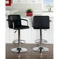 thumbnail image 2 of Boyd Adjustable Bar Stool with Metal Base and Swivel, Chrome with Black Faux Leather, 2 of 7