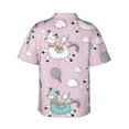 thumbnail image 3 of Kll Men'S Hawaiian Shirt Short Sleeve Button Down Beach Shirts-Llama Unicorn And Rainbow, 3 of 8
