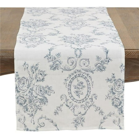 

Saro Lifestyle 1162.IN1654B 16 x 54 in. Toile Floral Table Runner Indigo