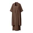 thumbnail image 4 of Summer Dress,Women's Solid Linen Jacket+Strap+Skirt Linen Jumpsuit Three-piece Set Linen Set, 4 of 9