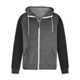 thumbnail image 4 of Lovskoo 2024 Men's Zip-Up Hoodie Sweatshirts Casual Patchwork Long Sleeve with Pocket Jacket Dark Gray, 4 of 7