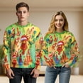 thumbnail image 3 of Christmas Chicken Sweatshirt, Festive Holiday Crewneck, Colorful Roosters with Santa Hats & Scarves, Fun Xmas Pullover for Men Women, Quirky Holiday Sweater, 3 of 6
