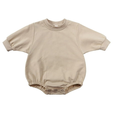 

VerPetridure Newborn Girl Halter Jumpsuits Fall Autumn Spring Baby Girls Boys Cute Romper Long Sleeve Button Sweatshirt Jumpsuits