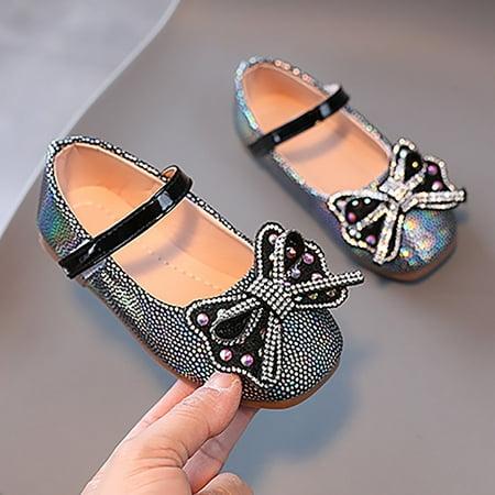 

Cathalem Kid Clog Single Sandals Girls Baby Shoes Sequin Rhinestone Bow Kids Pearl Dancing Shoes Shoes Simple Girl Sandal Black 5 Years