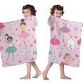 thumbnail image 4 of Pink Ballerina Princess Pattern Hooded Bath Towel，50"x30" for Ages 3 To 12 Kids, Quick Dry Lightweight Soft Microfiber Hood Beach Towel Cover Up for Kids, 4 of 7