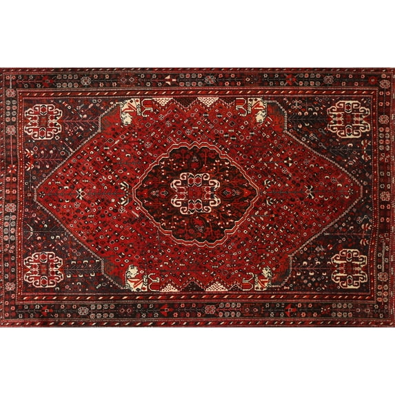 Ahgly Company Machine Washable Indoor Rectangle Traditional Tomato Red Area Rugs, 2' x 3'