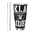 thumbnail image 1 of Taza térmica duradera de acero inoxidable 304 con tapa y pajita con temática del equipo de fútbol de los Raiders Taza térmica de acero inoxidable de 20 oz Taza para automóvil Adecuada para bebidas, 1 of 8