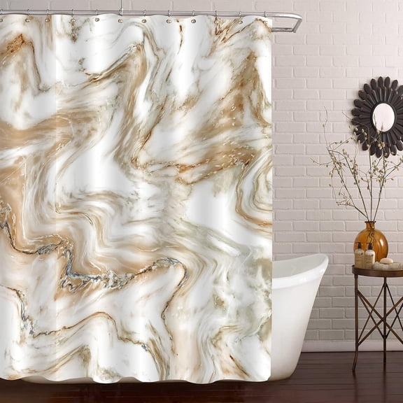Grey Gold Marble Shower Curtain Set, Abstract, Modern, Luxury Standard for Bathroom Decor, Bathtub, Waterproof, Washable Fabric