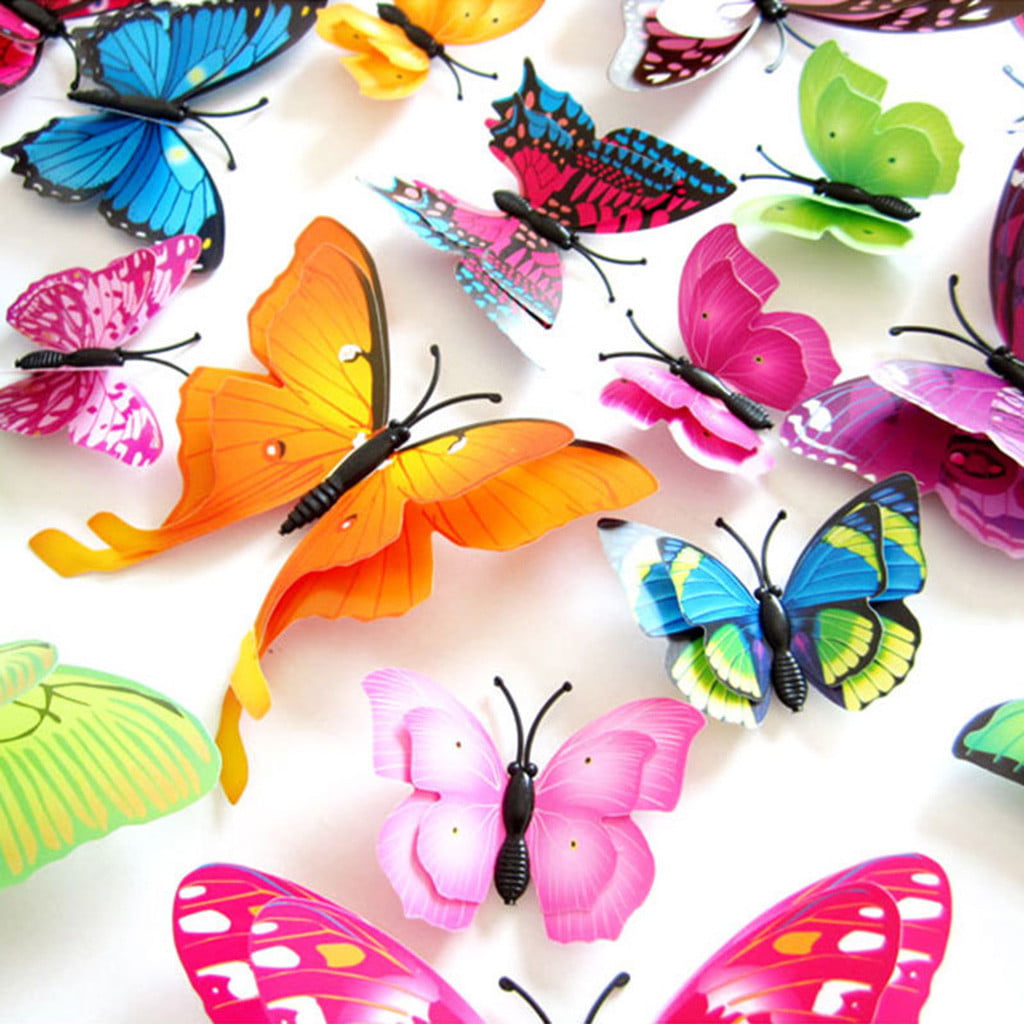 SEWACC 8 Sets Sticker Mariposas Decorativas para Fiesta Stickers for Walls  Wall Decor Sticker Maker Animal Scrapbooking Decals Child Japanese Paper