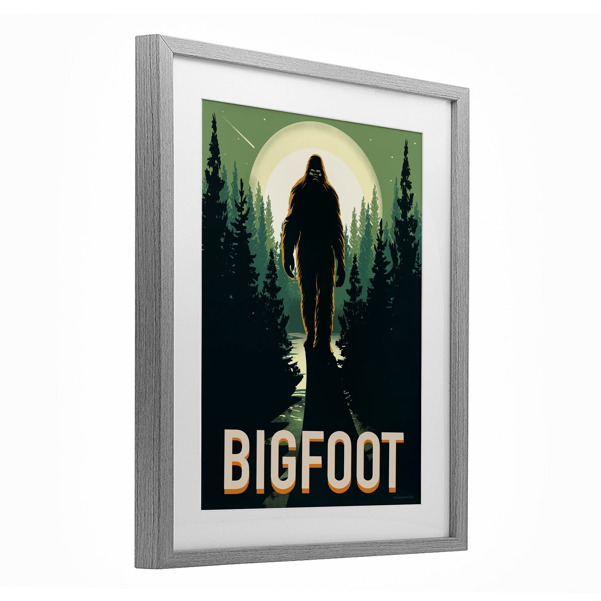 Stupell Industries Cryptid In The Woods Gray Framed Print Under Glass, design by Omar Escalante