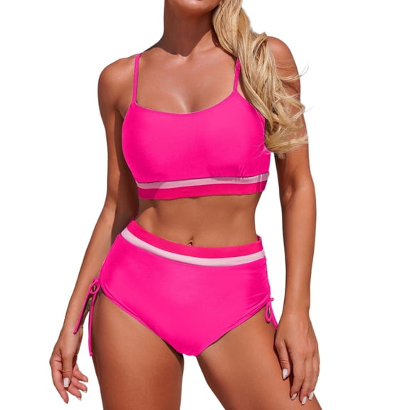 Afdoent Women's Tankini Swimsuits Athletic Strap Tankini Swimsuit Two Piece Swimwear With And Adjustable Ties Trendy Beach Swimwear