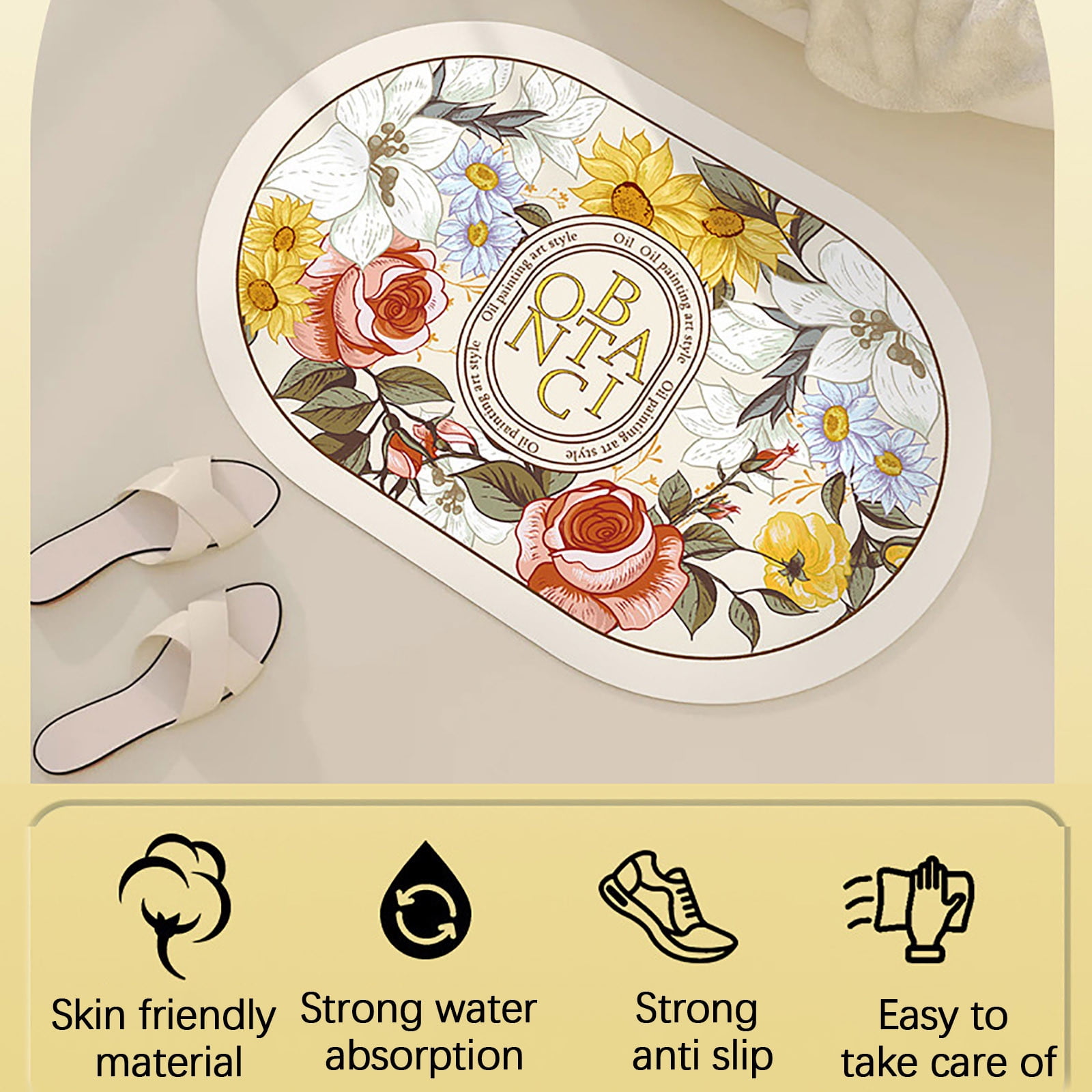 Premium Bathroom Bathroom Soft Diatom Mud Floor Mat Absorbs Water Is