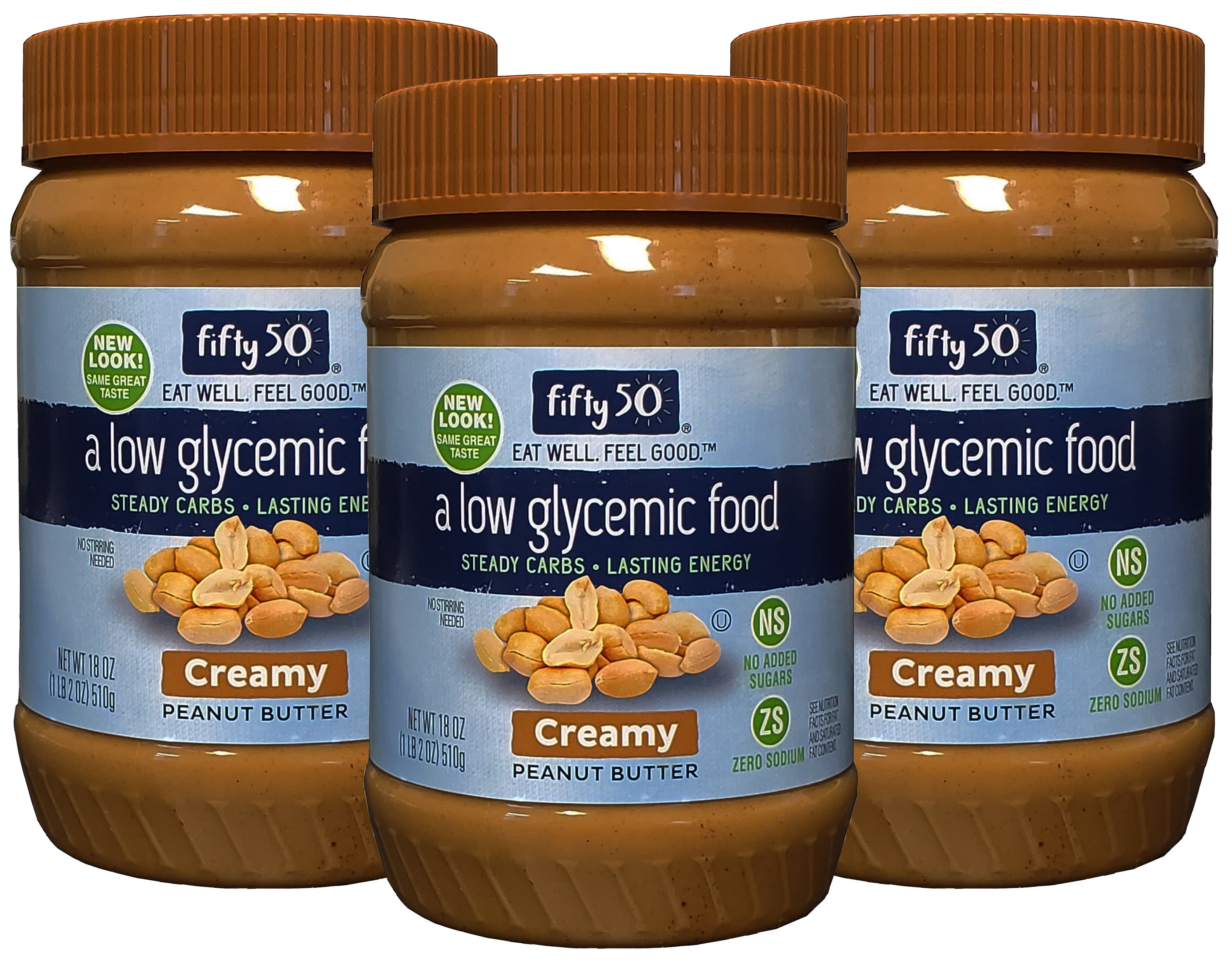 Fifty50 Foods Low Glycemic, Low Carb, Creamy Peanut Butter, 18 Ounce