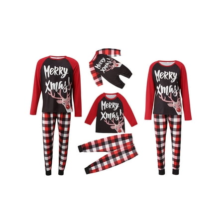 

Calsunbaby Christmas Family Pajamas Matching Set Deer Plaid Holiday Sleepwear Elk Striped Long Sleeve Pjs Women Men Teen Loungewear