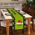 thumbnail image 4 of Camino de mesa navideño de lino verde, mantel feliz, decoraciones de mesa de vacaciones de Navidad, 4 of 5