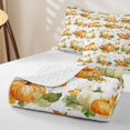 thumbnail image 4 of Erosebridal Botanical Pumpkin Twin Quilt Set, Hippie Autumn Leaf Twin Coverlet Set for Boys Girls, Cream Orange Sage, 2 Pieces 1 Bedspread and 1 Pillowcase, 4 of 7