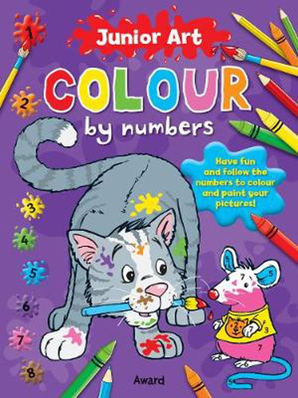 Colour by Numbers Cat and Mouse Featuring a Picture of the Finished