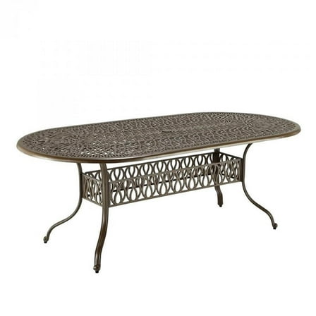 Pemberly Row Coastal Brown Aluminum Outdoor Dining Table