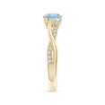 thumbnail image 3 of Angara Natural 0.72 Ct. Aquamarine with Diamond Side Stone Ring in 14K Yellow Gold for Women (Ring Size: 12), 3 of 10
