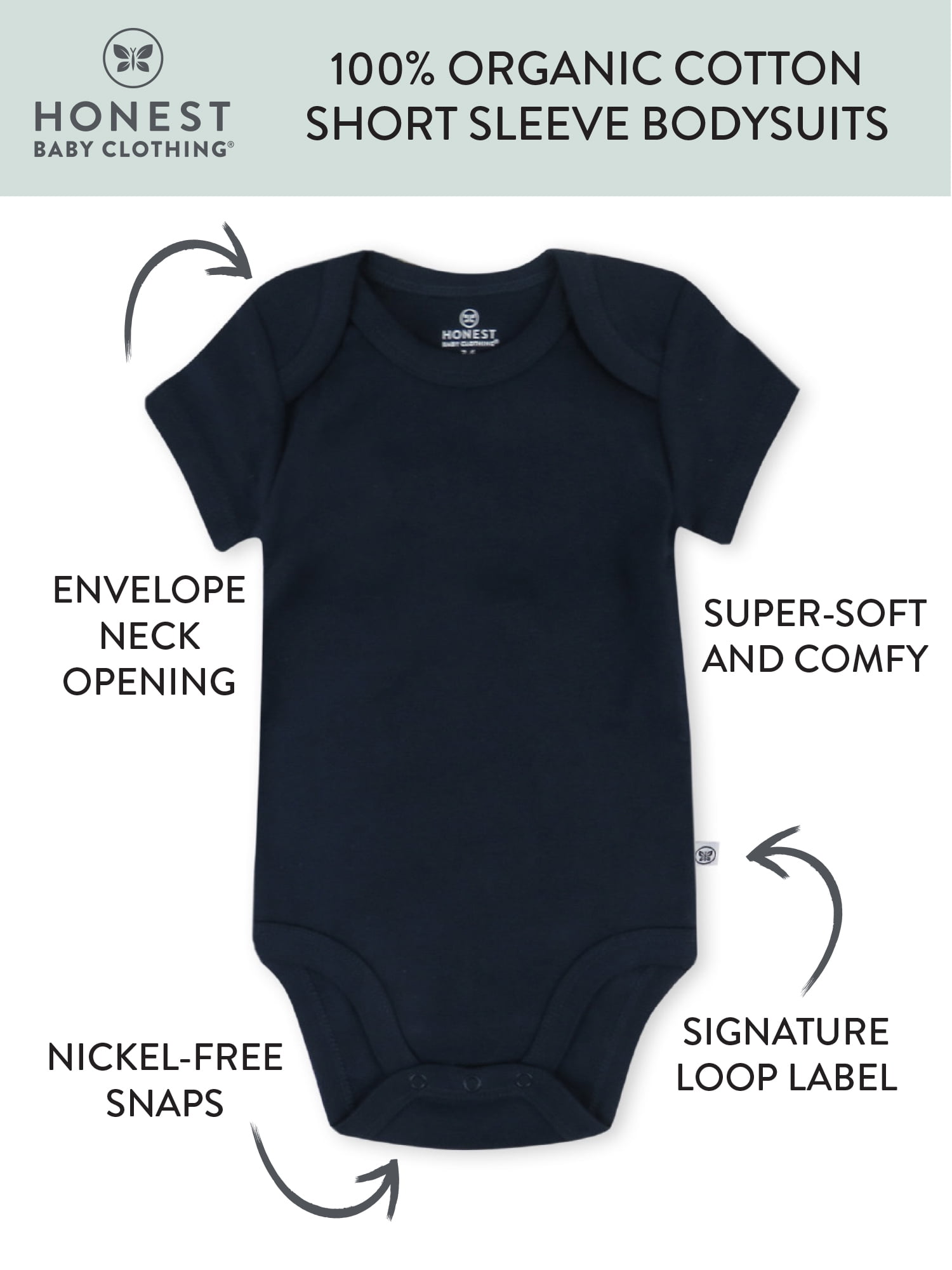 Honest Baby Clothing Baby Boy or Girl Gender Neutral Organic Cotton Short Sleeve Bodysuits, 3 Pack (Preemie-24 Months)