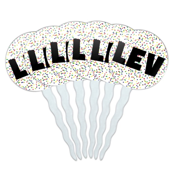 Lev Cupcake Picks Toppers - Set of 6 - Mutlicolored Speckles