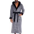 thumbnail image 1 of GFDYREE Men's Warm Fleece Robe with Hood, Plaid Big and Tall Bathrobe, 1 of 7