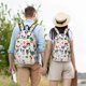 thumbnail image 4 of Disketp Alpaca Flower print Canvas Backpack Lightweight Travel Daypack Student Rucksack Laptop Backpack-, 4 of 5
