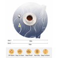 thumbnail image 6 of 13 Inch Round Placemats Set of 6, Blue Geometric Non Slip Heat Insulation PP Table Mats, Modern White Stripe Abstract Distortion Art Washable Place Mats for Kitchen Dining Party Table Decor, 6 of 7