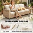 thumbnail image 6 of Outsunny Rattan Wicker Sofa 3-Seater Outdoor Patio Sofa with Cushions for Garden Backyard Porch Beige, 6 of 9