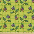 thumbnail image 2 of Floral Fabric by the Yard, Vibrant Abstract Flowers with Pomegranate Fruit Blooming, Decorative Upholstery Fabric for Chairs & Home Accents, Yellow Green Multicolor by Ambesonne, 2 of 5