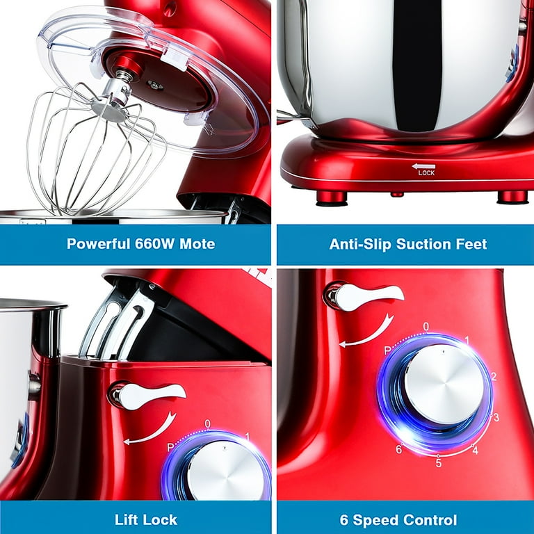 Home Kitchen Stand Mixer, SEVENTH 5.8QT 6-Speed Electric Cake