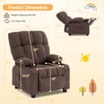 thumbnail image 3 of JONPONY Kids Recliner Chair,Push Back Toddler Recliner with Cup Holders & Side Pockets，Adjustable Footrest & Headrest Kids Sofa for Boys Girls 3+ Age Group，Children's Bedroom Furniture ，Brown, 3 of 12
