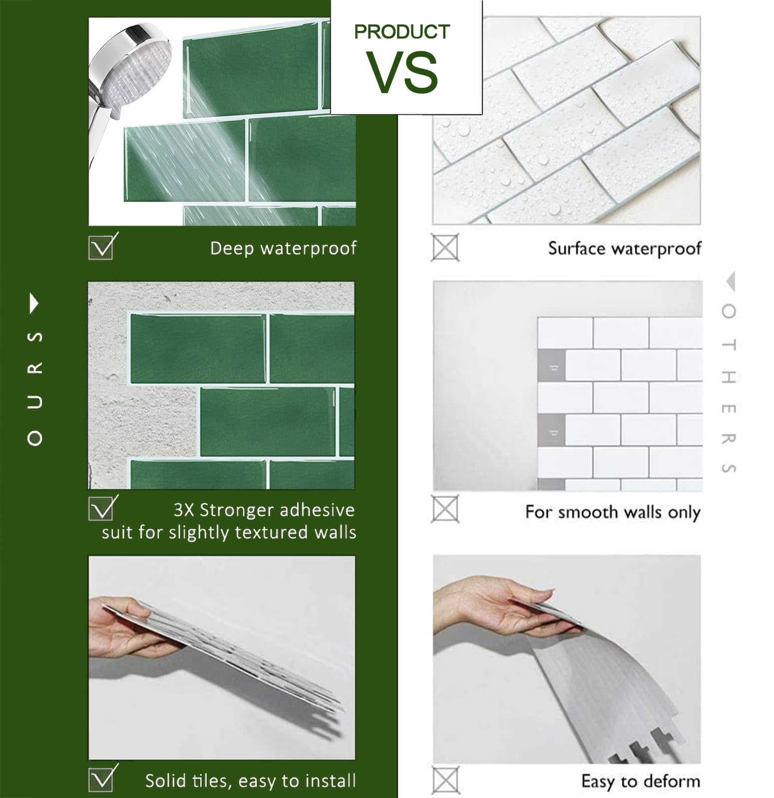 10-sheet Peel And Stick Subway Tile  On Tiles Backsplash For Kitchen & Bathroom(thicker Design)
