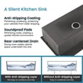 thumbnail image 4 of 23 Inch Drop In & Undermount Kitchen Sink, Single Bowl Stainless Steel Kitchen Sink, Deep Basin Rust Resistant Farmhouse Sink with Noise Canceling Technology Black, 4 of 9