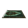 thumbnail image 2 of Ahgly Company Machine Washable Indoor Round Persian Turquoise Blue Traditional Area Rugs, 5' Round, 2 of 4