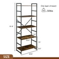 Walsunny 5Tier Metal Bookshelf, Industrial Display Book Rack, Modern Book Holder, Brown