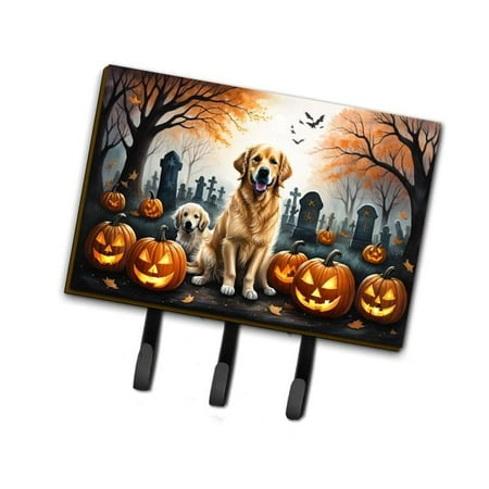 Carolines Treasures DAC2043TH68 9 x 6 in. Unisex Golden Retriever Spooky Halloween Leash or Key Holder