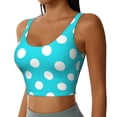 thumbnail image 2 of Balery Aqua And White Polka Dot Sujetadores deportivos con espalda cruzada para mujer, acolchados, sin costuras, de alto impacto, ideales para yoga, gimnasio, entrenamiento y fitness.-X-Large, 2 of 8