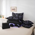 thumbnail image 6 of jejeloiu Kawaii Bowknot Bow 7-Piece Twin Bedding Sets,Chic Ribbon Bowtie Bedding Comforter Set,Purple Black Sheet Sets For Girl Breathable Home Decor Reversible, 6 of 8