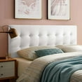 thumbnail image 2 of Contemporary Modern Urban Designer Bedroom Full Size Tufted Headboard, Velvet Fabric, White, 2 of 5