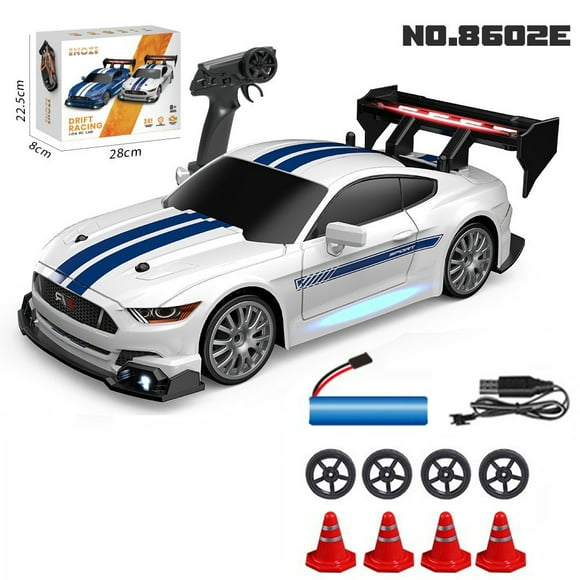 1:24 Scale RC Drift Car 4WD 2.4GHz 30KM/H High Speed Racing Sport Toy Car with LED Lights, Racing and Drift Wheels 8602-