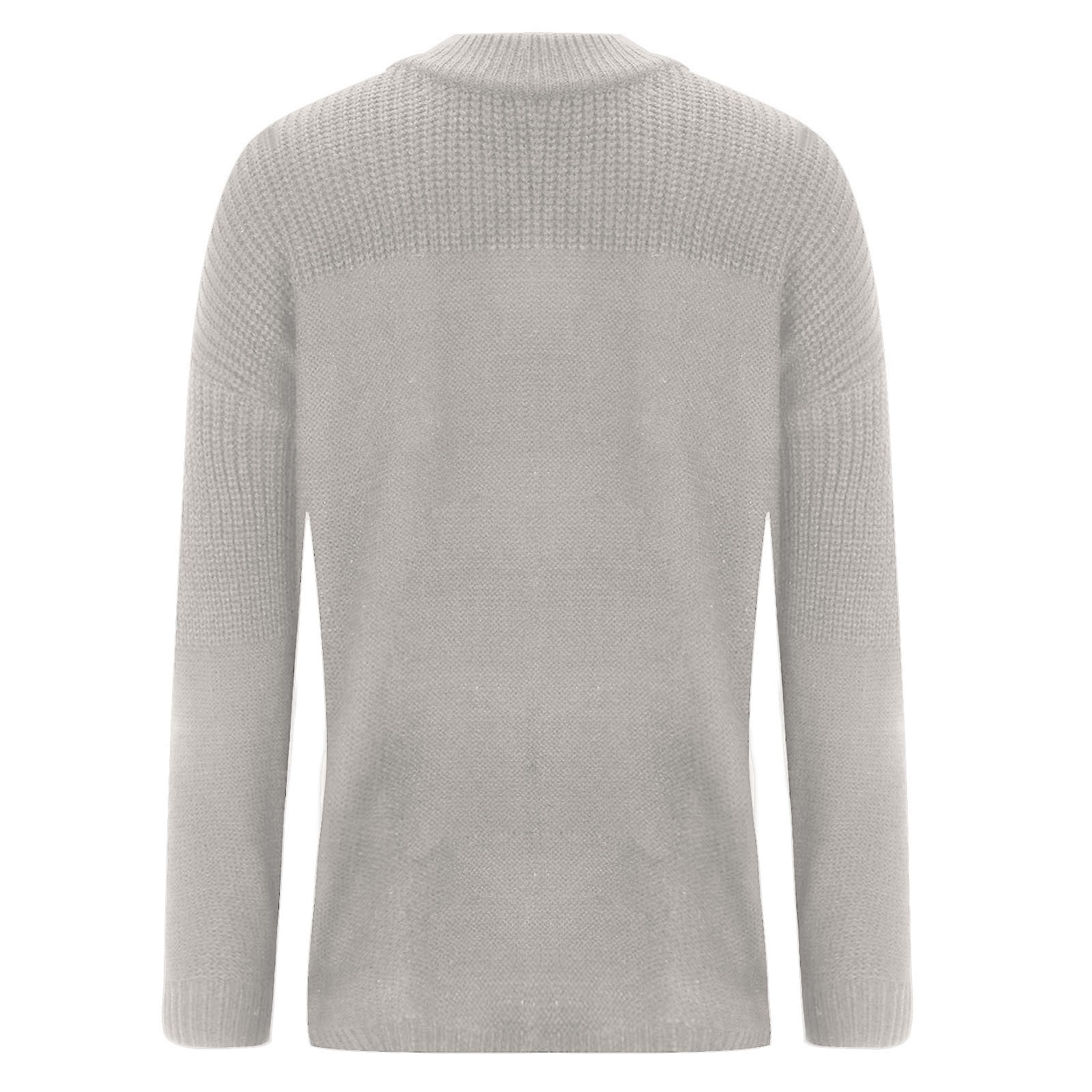Holzkary Women's Casual Long Sleeve Sweaters Women's Casual Long Sleeve Sweaters Loose Crewneck Knit Solid Pullover Sweater Jumper Tops Loose Crewneck Knit Solid Pullover Sweater Jumper Tops Grey M