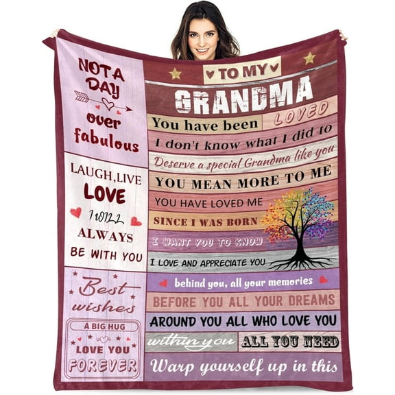 Grandma Blanket, Grandma Gifts from Granddaughter Grandson, Birthday Gifts Ideas for Grandma, Warm Soft Women Throw Blanket Gifts for Mothers Day Thanksgiving Day, to My Best Grandma Blankets 50x60