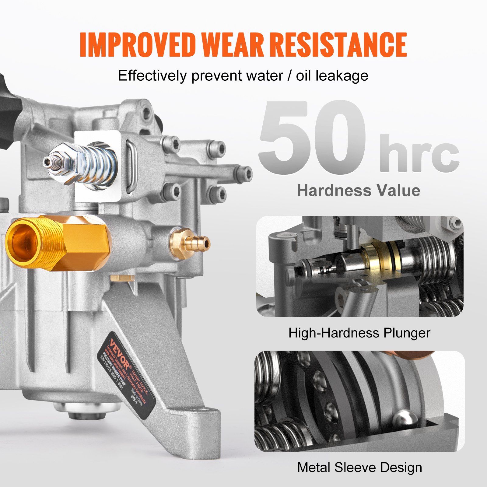 Pressure Washer Pump, 7/8" Shaft Vertical, 3400 PSI, 2.5 GPM, Replacement Power Washer Pumps Kit, Parts Washer Pump, Compatible with Honda, Simpson, RYOBI, Briggs & Stratton, Subaru, Craftsman