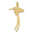 thumbnail image 3 of 14K Yellow Gold Textured Polished Finish Bird with Long Tail Charm Pendant, 3 of 3