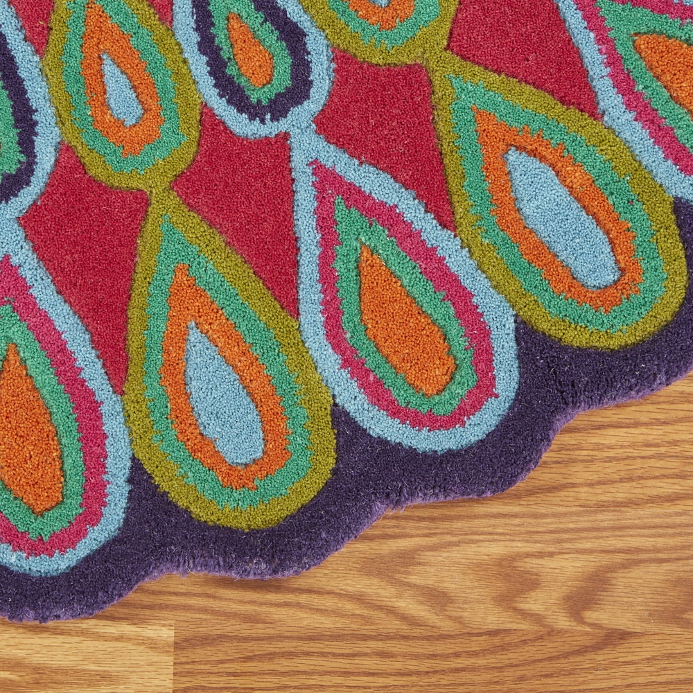LR Home Wren 7'9" Round Pink Peacock Medallion Indoor Area Rug