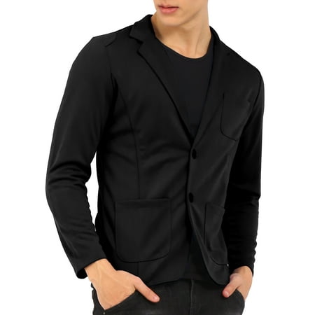 Single Breasted Mens Blazer - Mens Notch Lapel Single Breasted Long Sleeve Casual Blazer