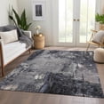 thumbnail image 3 of HomeRoots 677985 8 x 10 ft. Charcoal & Silver Abstract Transitional Washable Machine Made Rectangle Area Rug with UV Protection, 3 of 7