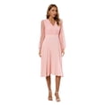 thumbnail image 1 of Sedceaty Women's Spring Autumn Midi Dress Long Sleeve V Neck Pleated Lace Patchwork Dress, 1 of 8